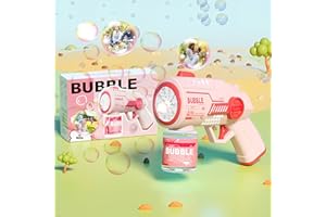 AHYDFSR Automatische Seifenblasenpistole, Seifenblasenmaschine für Kinder, mit 100ML Seifenblasenlösung, Aufkleber, Blasenmaschine Blasenspielzeug Geschenk, Outdoor Geschenk für Kinder/Geburtstag/Party, Rosa