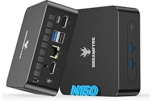 DREAMFYRE Mini PC Twin Lake N150(meilleur que le N100, jusqu'à 3,6 GHz), 16Go RAM 512Go M.2 SSD, Mini Ordinateur Dual Affichage, WiFi 5/Bluetooth 4.2/USB 3.2/Ethernet Gigabit/VESA/W11 P, Micro PC pour le bureau