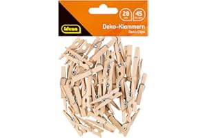 Idena Idena-63135 Lot de 45 Pinces en Bois Miniatures, env. Long, pour travaux manuels, décoration, 2,8 cm