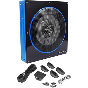 Tiusone TIU-1 10" 700W Under-Seat Car Subwoofer With LED Light - High/Low Level Input, Compact Bass Box