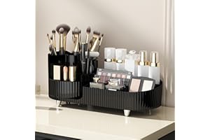 NWK Makeup Organiser with 360° Rotating Makeup Brush Holder Cosmetice Organiser for Lipsticks Brushes Perfume Lotions (Black, 1 Tier)