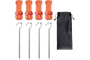 TRIWONDER Guy Ropes Paracord Guyline Nylon Rope with Tensioners Reflective Cord with Tent Pegs for Outdoor Camping Hiking Awning (Orange - 4 Ropes + 4 Pegs)