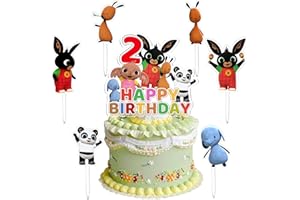 AWOUSUE Cake Topper Bunny 2 Anni, 7 Pezzi Decorazioni Torta Bunny, Cupcake Topper, Compleanno Decorazione, Ragazzi e Ragazze, Forniture per Feste, Festa Compleanno per Bambini, Anniversario, Festa Matrimonio