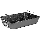 Prochef 15" Roaster with V Rack, Non-Stick Heavy Gauge Roasting Tray, PFAS-Free, Dishwasher Safe, Oven Safe to 230°C – 38.5x2