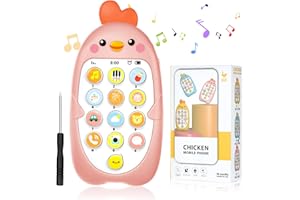 Aolso Baby Telefon Musikalisches Spielzeug Babyspielzeug Smartphone, Spielzeug-Telefon für Kinder, elektronisches gesprochenes Sprachenlernen, Geschenk für Babys, Mädchen und Jungen（Küken-Rosa）