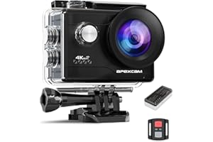 Apexcam Action Camera 4K 60FPS 64MP WiFi Sports Underwater Camera Waterproof 40M EIS With Ultra HD 170° Wide Angle 2.4G Remote 2 x 1350mAh Batteries and Accessories
