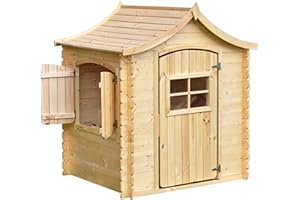 Casa de Madera para niños Exterior SIN Suelo - Casita de Campo para niños L112xL146xA152 cm/ 1,1m2 Casa de Juguete de Exteriores - Casa Jardin niños Madera TIMBELA M550-1