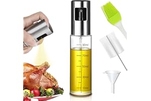 Eletorot Oil Spray Bottle, Oil Sprayer for Cooking- Kitchen Gadgets, Vinegar Oil Spray with Brush Portable, Olive Oil Dispenser Glass 100ml for Air Fryer Kitchen Cooking Salad Baking BBQ