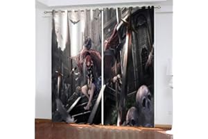 NUYSP Anime Vorhang Blickdicht B 280 X H 260cm Polyester Vorhänge mit Ösen 2er Set Gardinen, 3D Gedruckt Anime Weiblich Verdunkelungsvorhang für Kinderzimmer Wohnzimmer Schlafzimmer