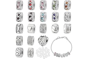 PH PandaHall 20 Sets Fermoirs en Alliage de Style européen Perles européennes pour la Fabrication de Bijoux Bracelet, Colonne, Couleur Mixte, 10x5.5mm, Trou: 3mm