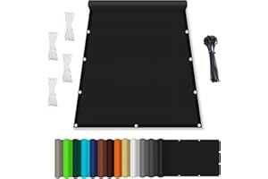 Sonnensegel Wasserdicht Rechteckig mit Ösen, (Nach Mass) Markisenstoff 95% UV Schutz, Sonnenschutz Markise Reißfest Wetterfest mit Seil, für Balkon Terrasse Garten 1X2M, Schwarz