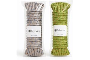 Sakoraware Cloth Line for Drying Clothes Nylon Braided Cotton Rope 20 Mtr Pack of 2 Durable Strong and Flexible for Outdoor Indoor Use Perfect for Hanging Laundry and Wet Clothes