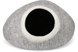 EVEREST DOG CHEW Cat Cave, Everest Cat Beds, Handmade using 100% New Zealand Wool (Grey)