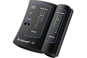 VCELINK Kabeltester, Netzwerktester Kabeltester für RJ45 RJ11 Kabel-Patchkabel-Leitungstester, LAN Tester, Telefon Kabelteser, Schwarz