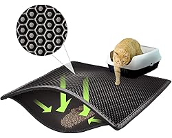 ASOBEAGE Premium Cat Litter Mat, Cat Litter Box Mat Scatter Control,Waterproof Double Layer Honeycomb Design,Easy Clean Washa