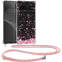 Coque Style Japonais Sakura Coque Avec Collier Pour Google A - Fleurs De Cerisier - Housse Silicone Cordon Réglable - Rose Clair Pixel 8