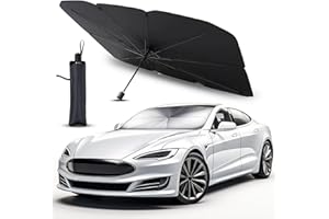 NOTHERN PEAKS Parasol Paraguas Coche 140 cm x 80 cm. Parasol Coche Delantero de Poliéster, Protector Solar de SUV y Camión, Plegable con Eje Giratorio 360º y Revestimiento de Titanio, Resiste a los Rayos UV