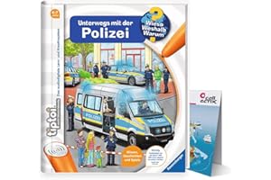 COLLECTIX Ravensburger tiptoi Buch - Unterwegs mit der Polizei + Kinder Wimmel-Weltkarte | 4-7 Jahre