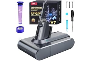 FLYLINKTECH Batterie 8000mAh pour Dyson V7 SV11, Batterie de Remplacement Li-ION Compatible avec Dyson V7 Animal, Fluffy, Trigger, Motorhead, Total Clean + 2 Filtres Offerts