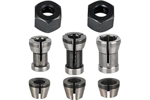 ANBOO Zestaw 8 tulejek zaciskowych, frezarka górnowrzecionowa, akcesoria do Einhell Katsu Bosch Dewalt, 6 adapterów zaciskowych (6 mm, 6,35 mm, 8 mm) + 2 nakrętki do maszyny do grawerowania