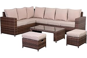 Club Rattan Canna Range High Back LHF Large Corner Sofa Set With Coffee Table in Brown Weave
