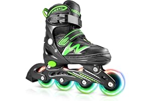 ‎HOZZEN Hozzen Inline Skates Kinder, Verstellbar Inliner für Kinder, Inliner für Mädchen und Jungen, Inline Skates Rollschuhe mit Glow-in-The-Dark-Rädern, Rollerblades Kinder für den Innen und Außenbereich