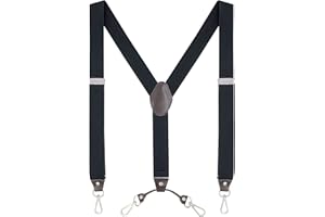 Ausukler Bretelle da uomo extra forti 3,5 cm di larghezza con gancio girevole Heavy Duty Men Braces