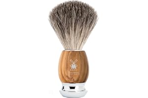 ‎MÜHLE MÜHLE Vivo Rasierpinsel - Rasurpinsel aus reinem Dachshaar - Griff aus edlem Olivenholz und verchromten Metallakzenten