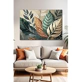Lona Sanat B&uuml;y&uuml;k Yapraklar Kanvas Tablo - Modern Duvar Tablosu - Canvas Tablo - Duvar Dekorasyonu - Duvar S&uuml;s&uuml;;Renkli 50 X 70
