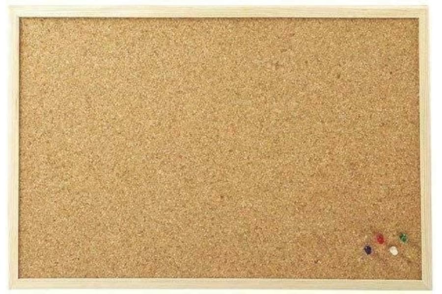 Cork Board Pin Notice Office Memo School with Push Pins Board Requisite Needs Wooden Natural Frame Board (60CM x 90CM)