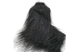 DOIOVE Tissu en fausse fourrure pour l'artisanat Noir, Peluche artisanale hirsute 10 x 170 cm pour bricolage barbe de Père Noël/Gnome, Fursuit, Costume de Cosplay d'Halloween de Noël fait à la main