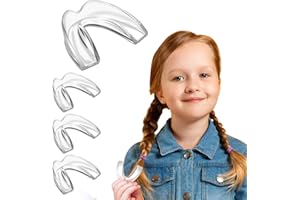 EASTERMCARE Kids Mouth Guard for Teeth Grinding, Pack of 4 Medium Size Bite Guard for Teenagers(Under 15 Years Old), Stops Bruxism, Teeth Whitening Tray & Sport Athletic, Sleep Night Guard
