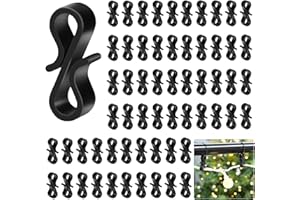 FveVqe 60 PCS Gutter Hooks for Outdoor Lights, Durable Gutter Clips for Outdoor Lights, Icicle & String Lights, Versatile Gutter Clips and Gutter Hooks for Christmas, Halloween, Garden & Party Decor