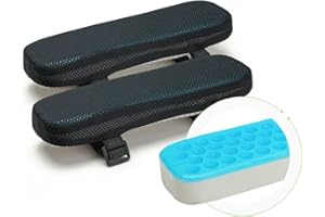 LargeLeaf Poduszki na podłokietniki na krzesło, poduszka na łokieć, ulga w nacisku, krzesło biurowe, fotel gamingowy, podłokietnik z pianką z pamięcią kształtu, 2-częściowy zestaw krzeseł (żel chłodzący)