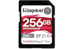 Kingston Canvas React Plus V60 SD 256GB SDXC UHS-II 280R/150W U3 V60 for Full HD/4K