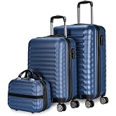 NUMADA Hard Case Set; Cabin Suitcase 53cm, Medium Suitcase 63cm and Toiletry Bag - Durable, Lightweight and Safe, 2. Navy Blu