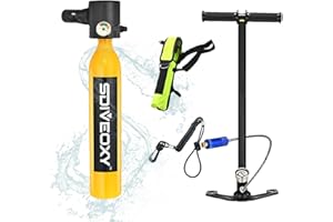 Dmuzsoih 0.5L -ni Diving Cylinder - Scuba Diving Gear Tank, Scuba Cylinder Diving Tank Kit, Underwater Breath Tank, Scuba Diving Kit Cylinder, Handheld Diving Tank, 3000Psi Oxygen Bottle Hand Pump