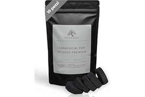 INCENSERA Carboncini per Incenso 33mm – 10 Dischetti a Combustione Rapida – Bruciano Fino a 60 Minuti – Carboncino Incenso Naturale – Ideale per Resine e Incensiere