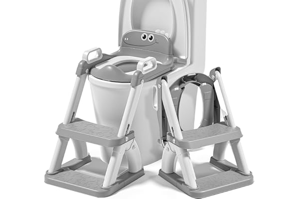 Réducteur de toilette enfant avec marche – Siège WC pliable pour apprentissage de la propreté – Rehausseur WC enfant avec escalier antidérapant – Pour garçons et filles