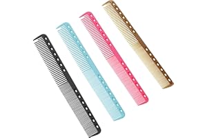 LENTQIUTT 4 Pcs Peine doble púa, peine profesional, fibra de carbono antiestática, peine antifisuras, peine metálico para peluquería