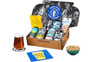 Premium Craft Pale Ale/IPA Happy Birthday Beer Gift Hamper - 5 Independent British Craft Beers, a Snack and Beer Tasting Glass by QWERTY Beer Box - Birthday Beer Gift for Men, Craft Beer Gift Set