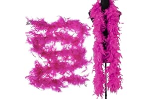 VIRTCOOY 6.6ft/2M Boa à Plumes - Boa à Plumes Rose Vif - Boa à Plumes pour Déguisement et Artisanat - Fête Foulard en Plumes, pour Noël Halloween Danse Fête Mariage Cosplay