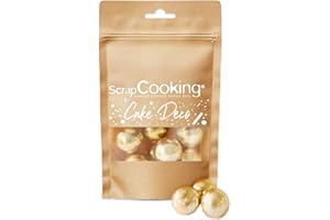 ScrapCooking - Perles Dorées XXL 55 g - Décors Pâtisserie Alimentaires Comestibles - Boules Sprinkles Choco Lait & Or - Pour Desserts, Gâteaux, Bûches - Noël, Anniversaire - 7463