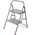 Kleeneze KL068491EU 2-Step Folding DIY Stepladder, Portable Ladder with Non-Slip Feet, Collapsible for Compact Storage, Lightweight Steps, Strong Steel Structure with Safety Clip, 150kg Capacity, 80cm