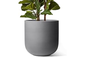 LE TAUCI 30 cm Plant Pot, Ceramic Pots for Plants with Drainage Holes and Rubber Plug, Plant Pots Indoor Outdoor for Home Garden Patio Office, Cylinder Flower Pot, Charcoal Gray