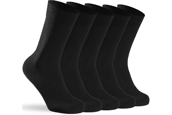 Wamicu Bambustrumpor för män – 5-pack andningsbara crew-affärsstrumpor