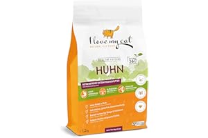 I LOVE MY CAT NATURAL CAT FOOD I Love My cat Wysokiej jakości sucha karma bez zbóż ze świeżym kurczakiem i wysoką zawartością Omega-3 dla kotów – idealna do zdrowego odżywiania – 1,2 kg