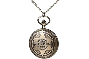 JewelryWe Montre Gousset Far West: Collier Montre de Poche Homme à Quartz Rétro Vintage Bronze Échelles Chiffres Arabes - Cadeau Anniversaire Fête des Pères