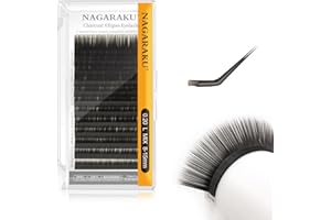 NAGARAKU Ellipse Extension de Cils Plat Professionnel Double Pointe Fendue Individuels Volume Russe Cils à Cils en Soie Naturel Design en Forme de U Plus Doux Plus Léger Charbon 12 Row(0.20 L 8-15mm)