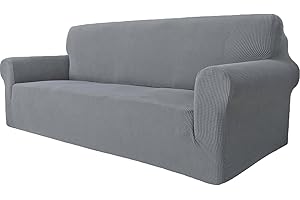 Ystyle Housse Canapé 3 Places avec Accoudoirs, Housse Canape Extensible, Protege Canape Universelle, Housses pour Meubles Protection pour Chiens et Chats, Moderne Housse Fauteuil, Gris Clair